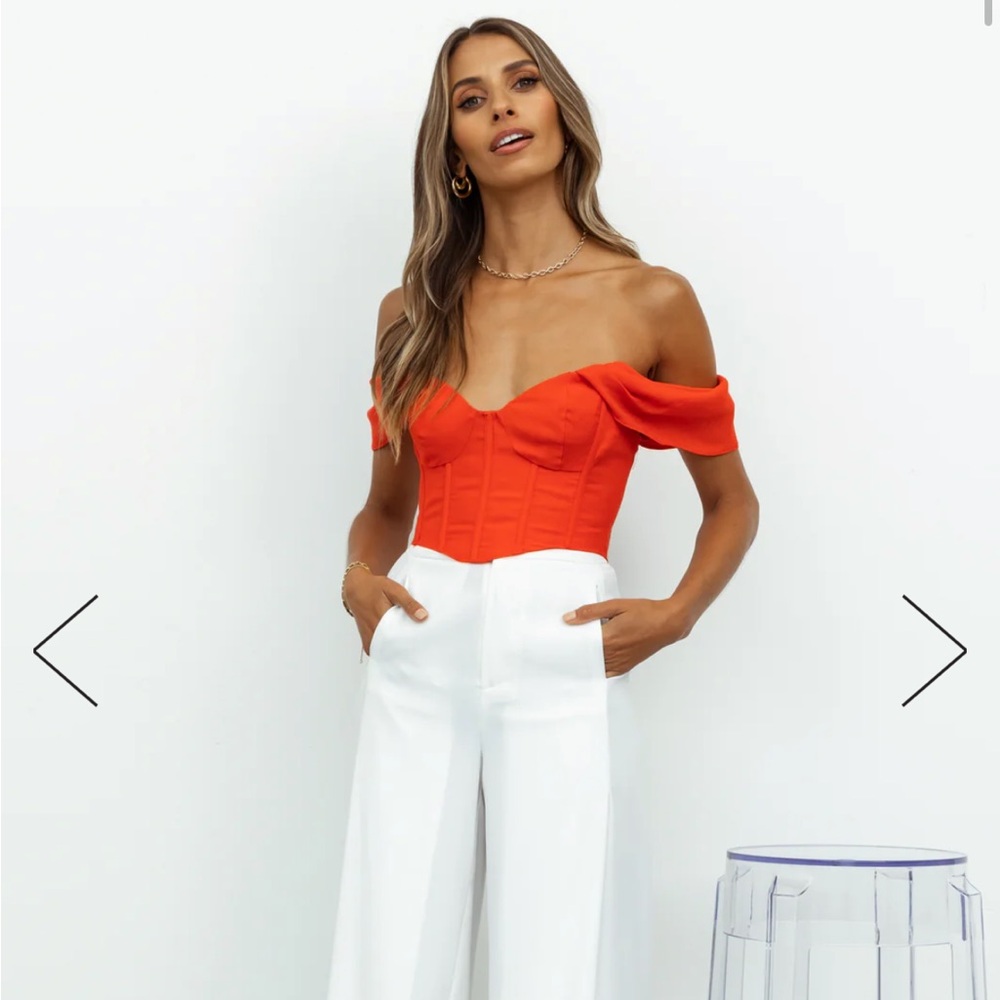 Off the shoulder red crop top